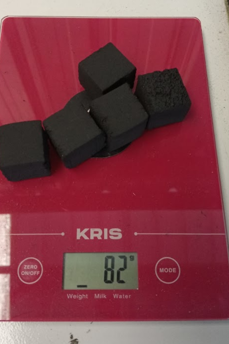 Premium Coconut Charcoal Cube 27 mm (Grade ABB) - Weight Verification: Weight distribution check