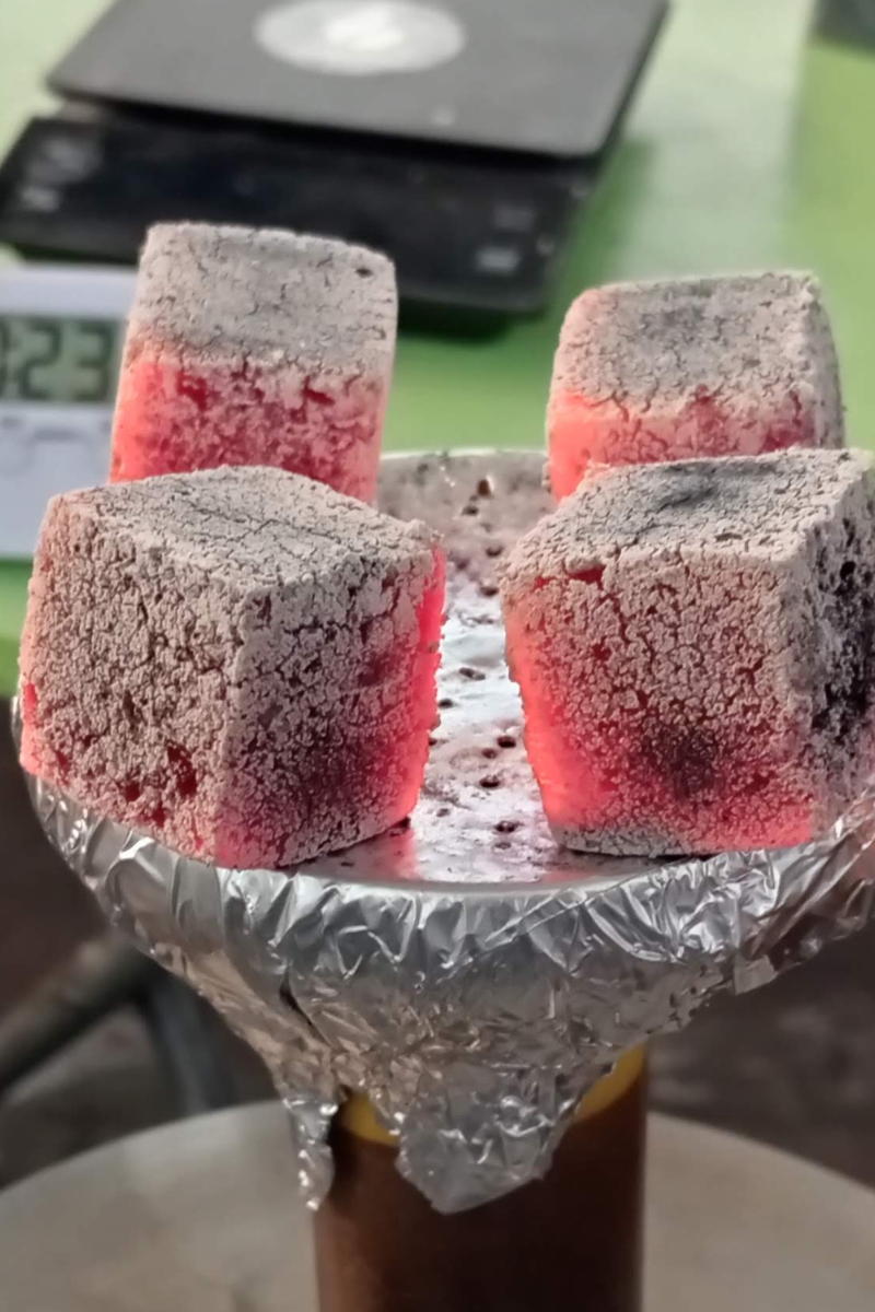 Premium Coconut Charcoal Cube 20 mm (Grade ABB) - Bowl at 0m: Placed on bowl