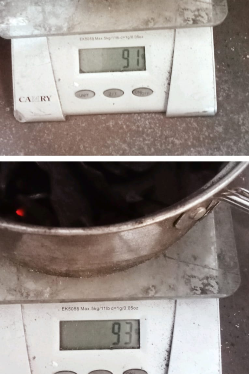 Premium Coconut Charcoal Hexagonal 23x45 mm (Grade ABB) - Laboratory Testing: Ash content measurement